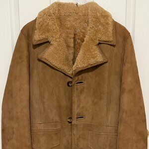 Handmade Men Tan Himalayan Sheepskin Shearling Coat - size M